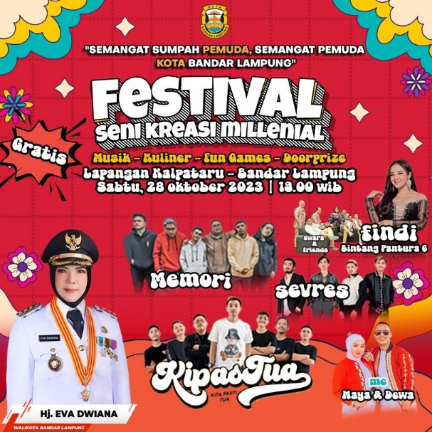 Peringati Hari Sumpah Pemuda, Pemkot Bandar Lampung Gelar Festival Seni Kreasi Milenial