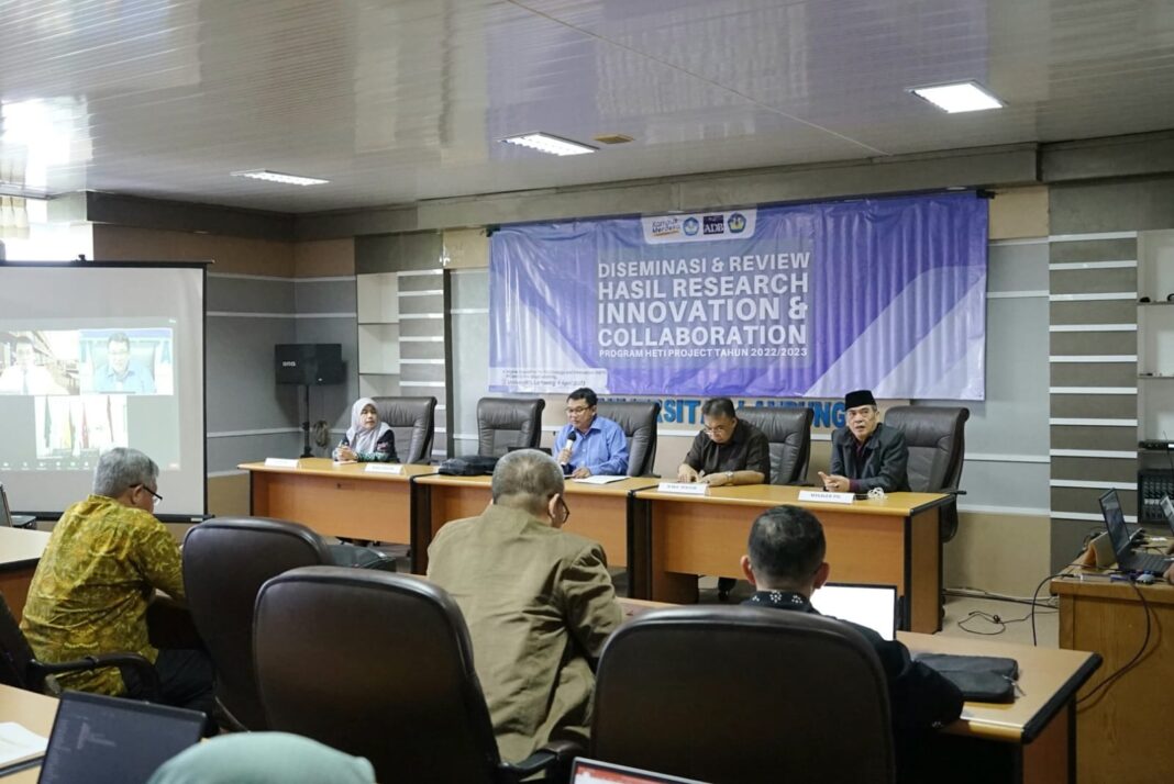 Diseminasi dan Review Hasil Riset Kolaborasi Proyek HETI Tahun Pertama Universitas Lampung