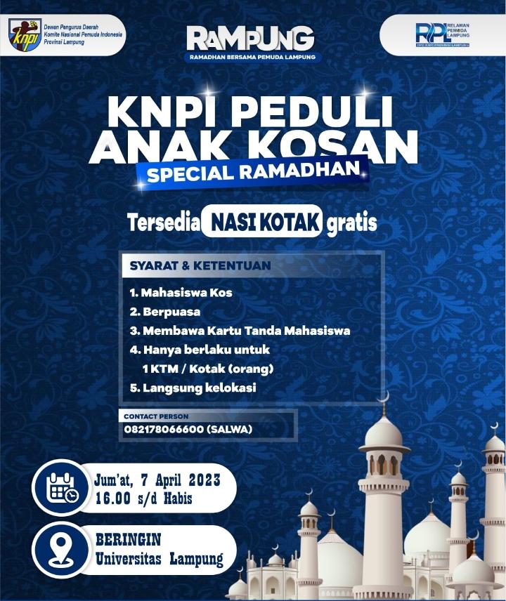 KNPI Lampung dan RPL Bakal Gelar Kegiatan Berbagi Nasi Kotak Gratis di Beringin Kampus Unila
