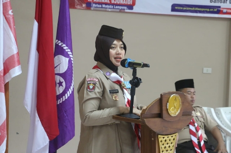 Ketua Kwarda Pramuka Lampung Chusnunia Chalim Lepas Kontingen Lampung Ikuti Jambore Pramuka Dunia ke-25 di Korea Selatan