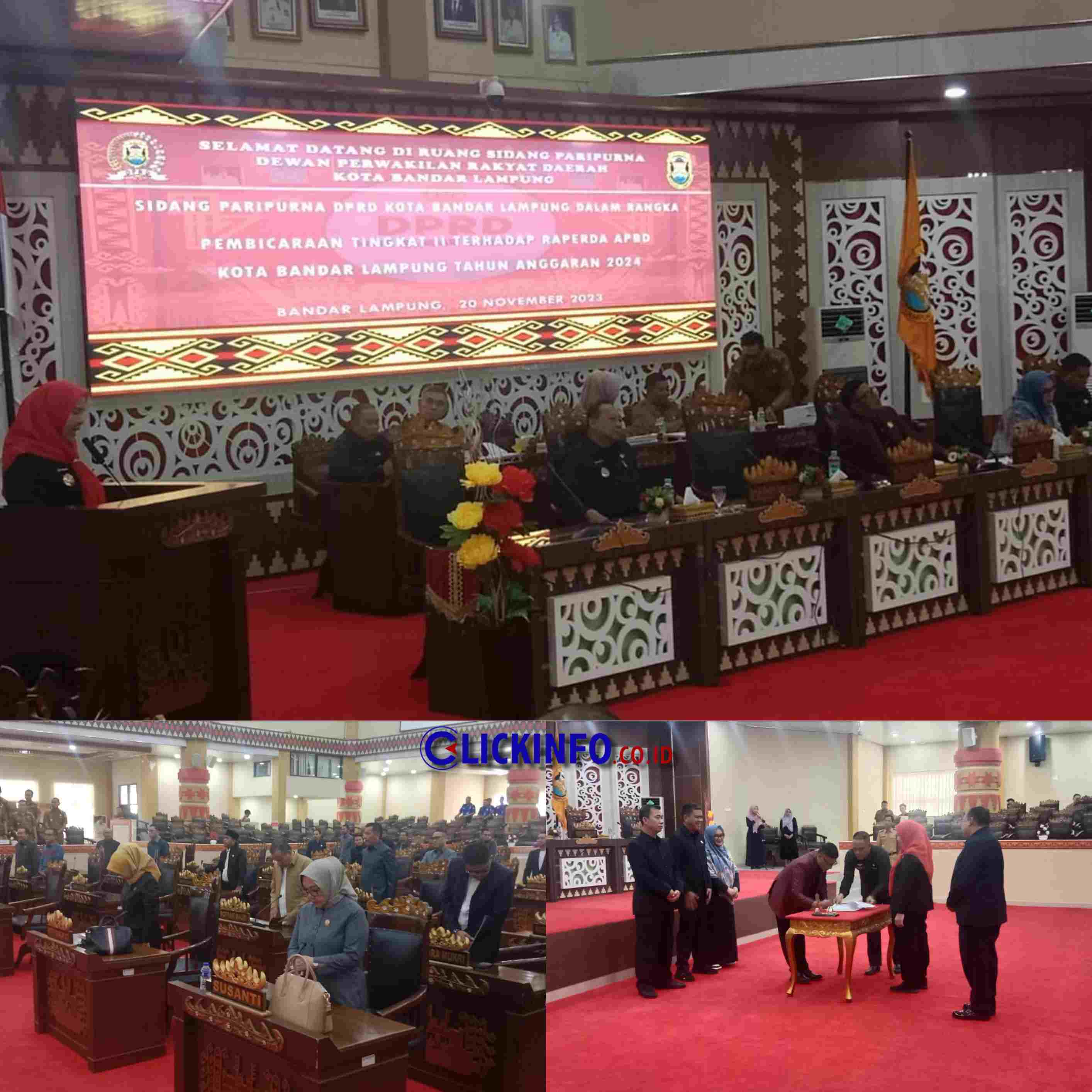 Walikota Hadiri Sidang Paripurna Terkait Pembicaraan Tingkat ll Raperda APBD Di Ruang Sidang DPRD Kota Bandar Lampung