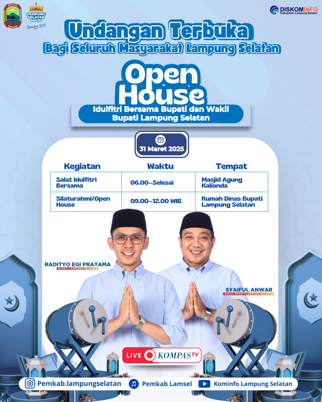 Bupati Lampung Selatan Akan Salat Idulfitri dan Gelar Open House Perdana di Kalianda