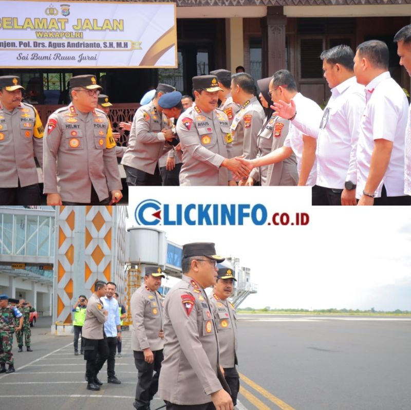 Wakapolri Usai Laksanakan Kunjungan Kerja di Polda Lampung diantarkan Kepulangan dengan Kapolda