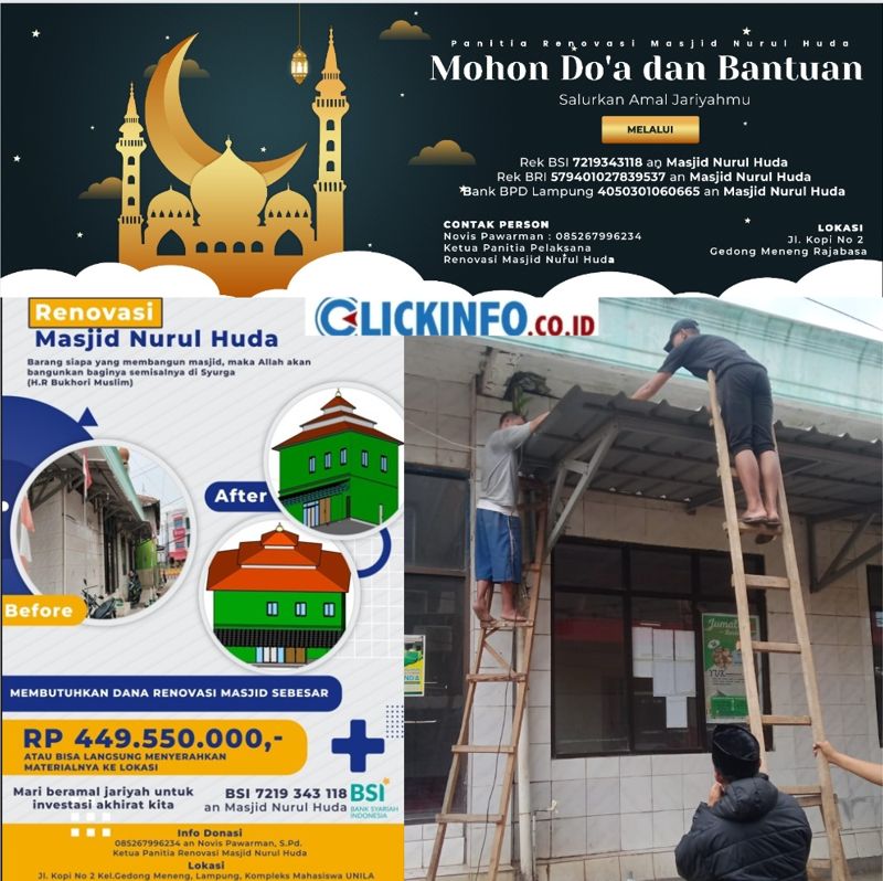 Masjid Nurul Huda Gedong Meneng Kota Bandar Lampung, Pelan-Pelan Mulai Melakukan Renovasi Fisiknya
