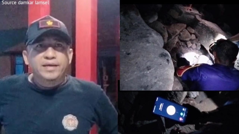 Ada Laporan HP Warga Terjatuh di Pinggir Pantai, Damkar Lamsel Gercep Datang ke Lokasi