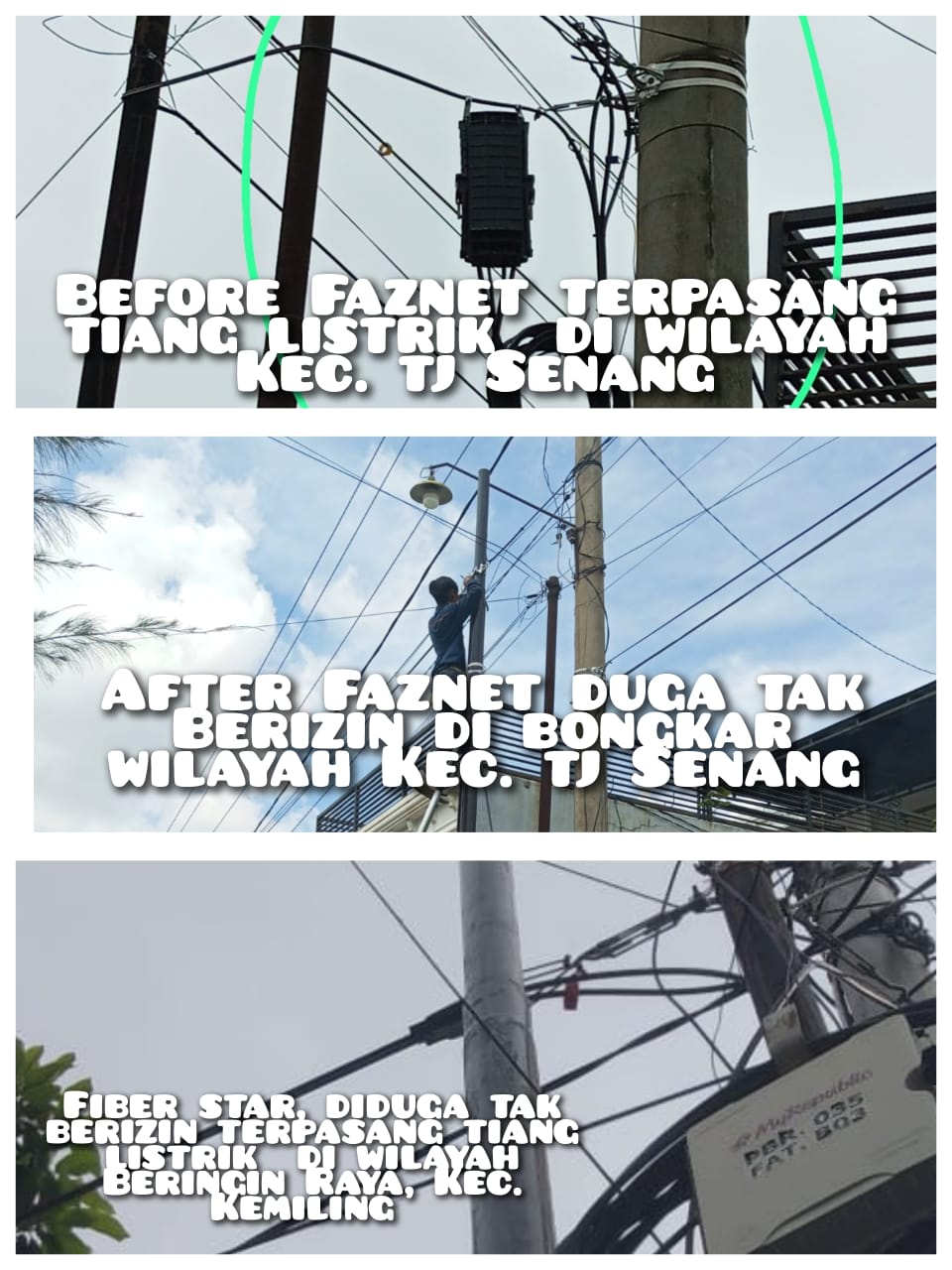 Camat Tanjung Senang Bongkar Fiber Optik Ilegal di Bandar Lampung