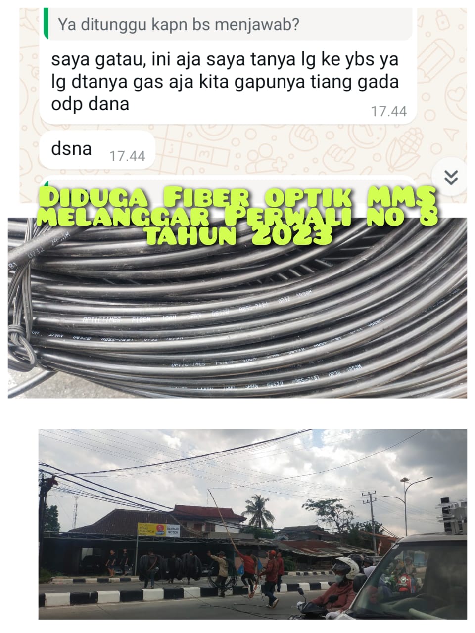 Fiber Optik MMS Diduga Pasang Kabel Tanpa Izin di Sukarame, Langgar Perwali