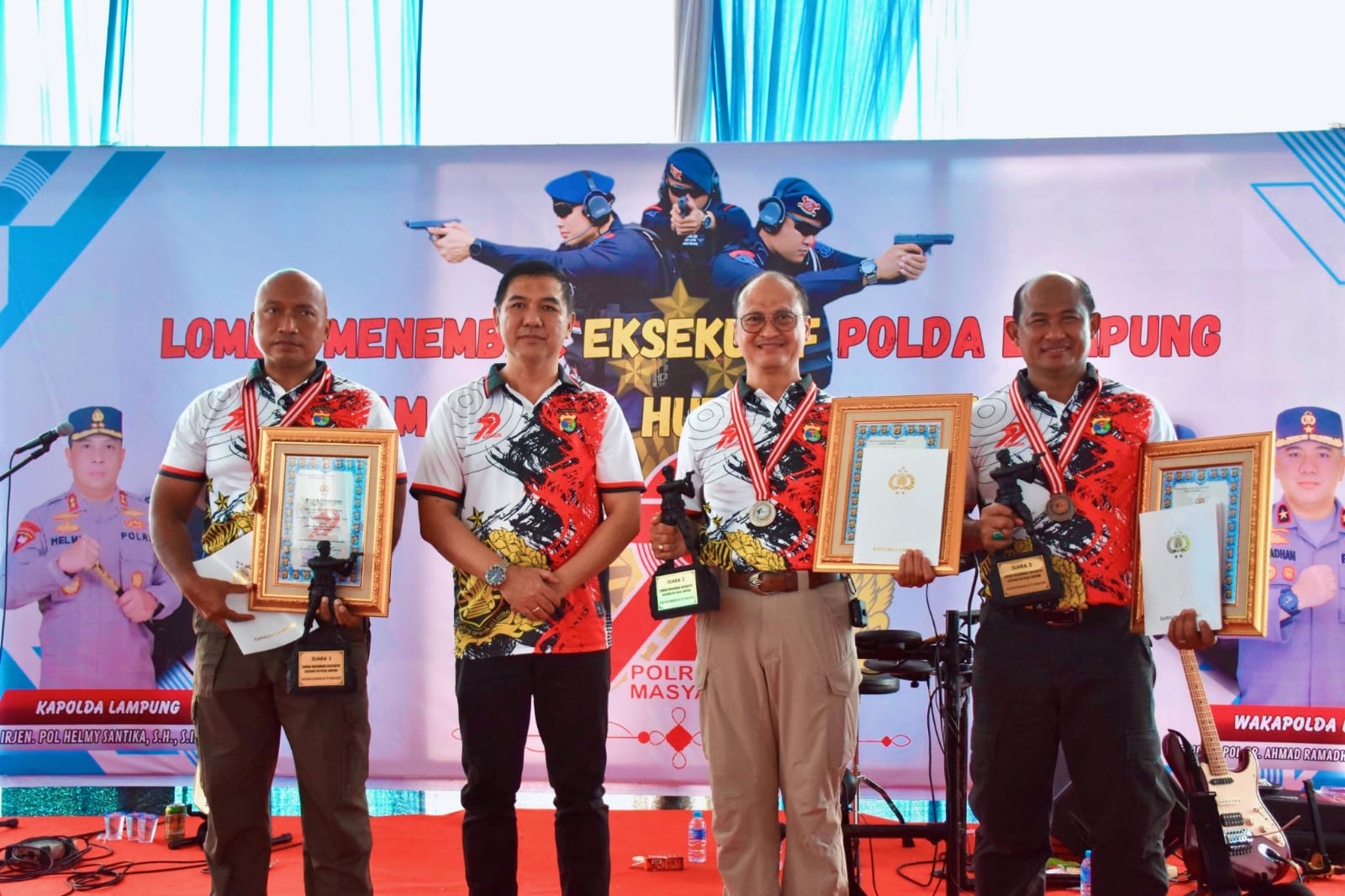 Korem 043/Gatam Raih Juara 1 Kejuaraan Menembak Eksekutif Bhayangkara Polda Lampung