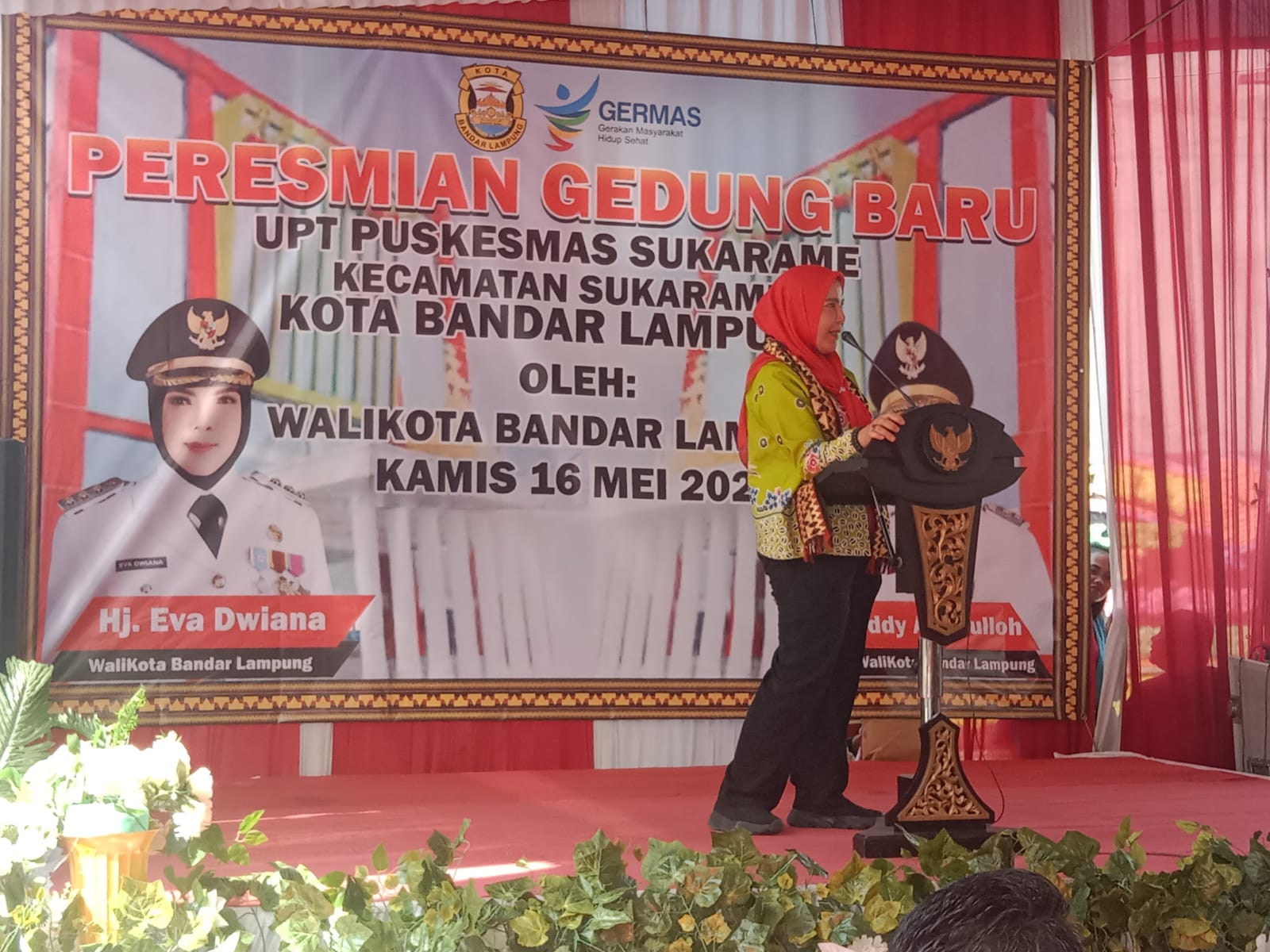 Wali Kota Bandarlampung Eva Dwiana Resmikan Puskesmas Sukarame