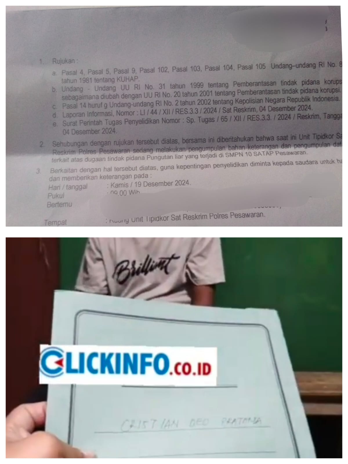 Polisi Selidiki Dugaan Pungli dan Kekerasan di SMP Negeri 10 Satap Pesawaran