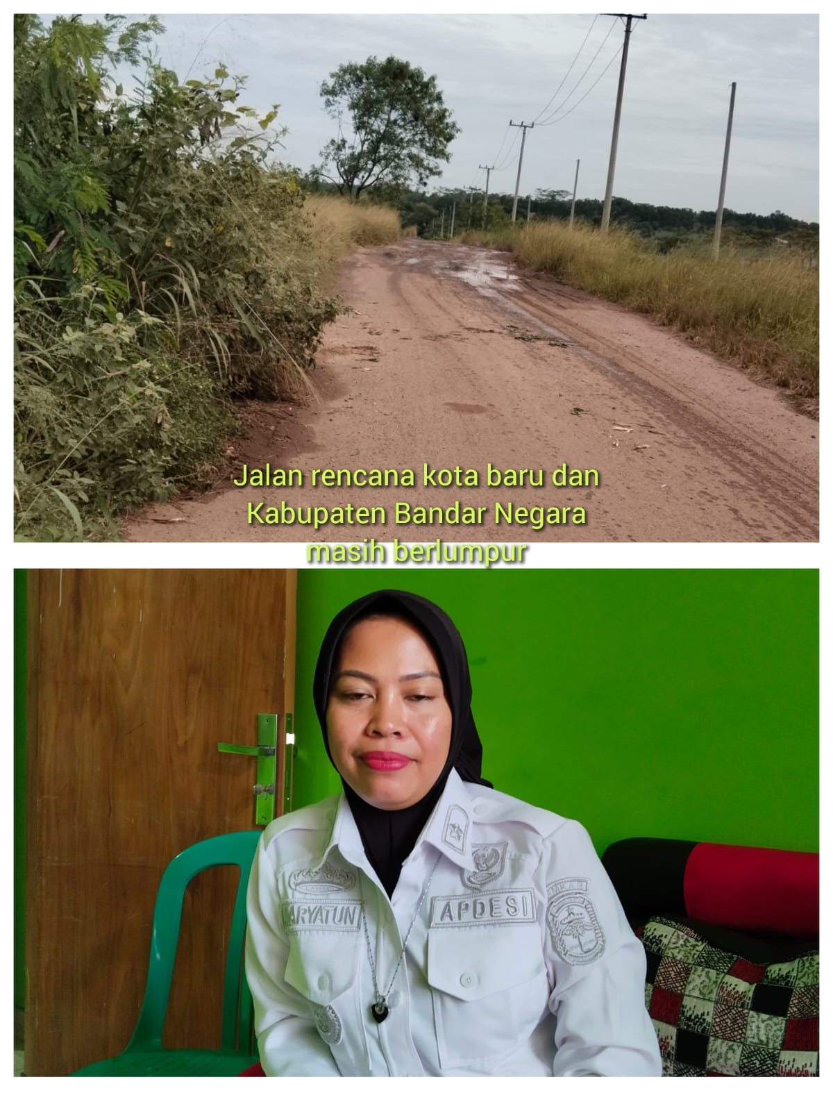 Akses Jalan Menuju Ibu Kota Kabupaten Bandar Negara Baru Masih Berlumpur