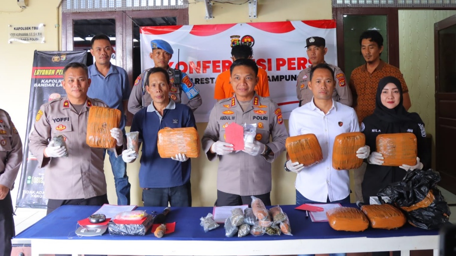 Bongkar Peredaran Narkoba, Polresta Bandarlampung Sita 9 Kg Ganja dan Ratusan Gram Sabu