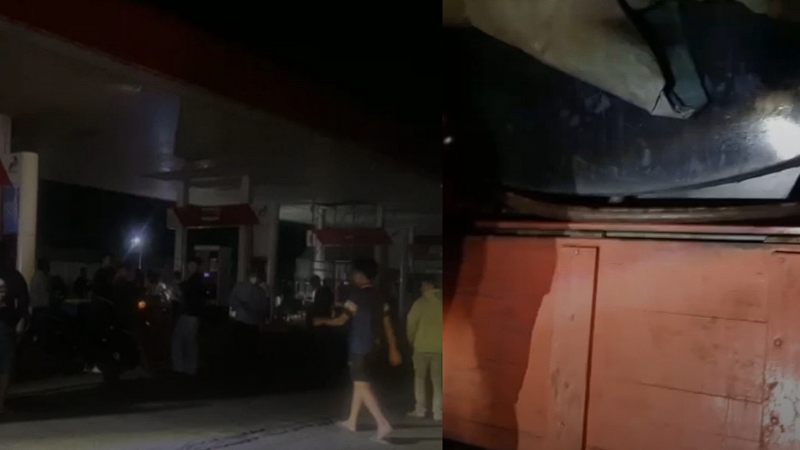 Warga Bandar Sribhawono Lampung Timur Geruduk SPBU Srimenanti, Temukan Truk Bermuatan Tangki Hitam Ngecor Solar Setelah Jam Operasional