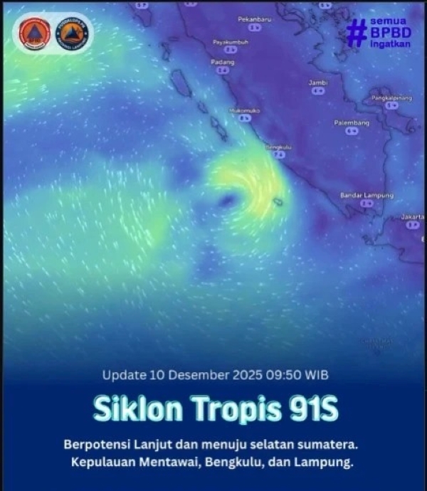 Gubernur Mirza Instruksikan Kesiapsiagaan Daerah Hadapi Cuaca Ekstrem Akibat Bibit Siklon Tropis 91S