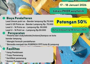 FPTI Bandar Lampung Gelar Latpres 2 Panjat Tebing, Bidik Atlet untuk PORPROV 2026