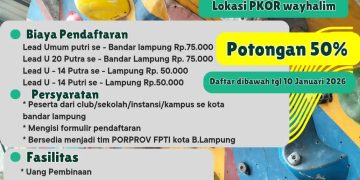 FPTI Bandar Lampung Gelar Latpres 2 Panjat Tebing, Bidik Atlet untuk PORPROV 2026