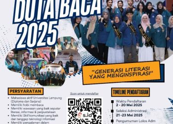 Unila Gelar Pemilihan Duta Baca 2025, Dorong Budaya Literasi di Kampus