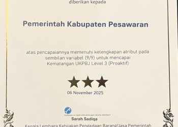Capai Tingkat Kematangan Sempurna, UKPBJ Pesawaran Raih Predikat Proaktif Level 3