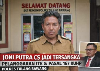 Kasus Masuk Rumah Tanpa Izin, Joni Putra Resmi Jadi Tersangka di Polres Tulang Bawang