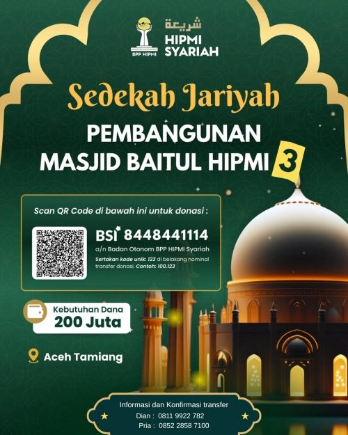 Gerakan Sedekah Jariyah, HIPMI Syariah Targetkan Pembangunan Masjid Baitul HIPMI 3 di Aceh Tamiang