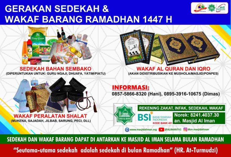 Berbagi Keberkahan, Masjid Al Iman Gedong Meneng Buka Donasi Perlengkapan Ibadah dan Sembako