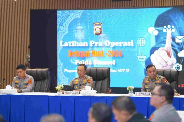 Antisipasi Lonjakan Mudik, Polda Sumsel Gelar Latihan Pra Operasi Ketupat Musi di Gedung Presisi