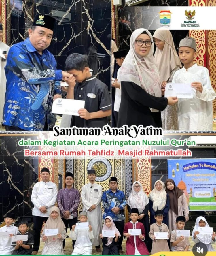 Momentum Nuzulul Qur’an, BAZNAS Palembang Berbagi Kebahagiaan dengan Anak Yatim