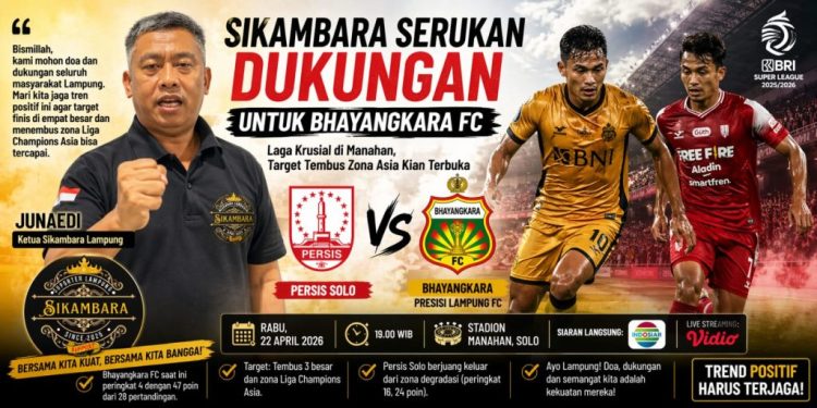 Bhayangkara Presisi Lampung FC Tantang Persis Solo, Sikambara Ajak Warga Lampung Beri Dukungan