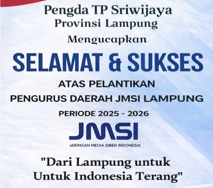 TP Sriwijaya Lampung Dukung Pelantikan JMSI, Nurhasanah: Media Siber Harus Jadi Penangkal Hoaks