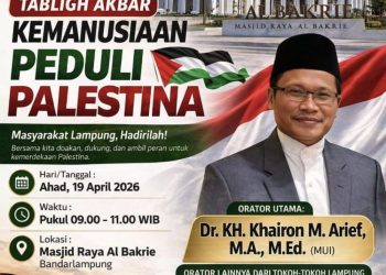 Tokoh MUI dan Ulama Lampung Bersatu Bela Palestina Akhir Pekan Ini