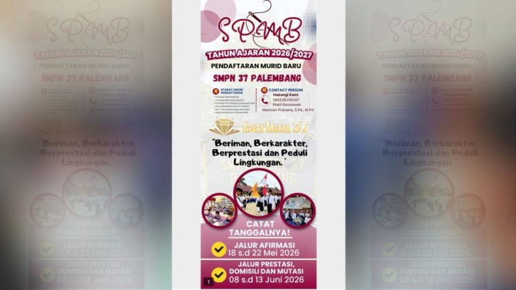 SPMB SMPN 37 Palembang 2026 Dibuka: Catat Jadwal Jalur Afirmasi hingga Prestasi
