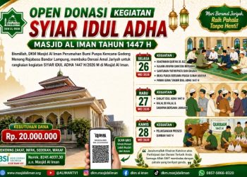 DKM Al Iman Gedong Meneng Buka Donasi Syiar Idul Adha 1447 H, Target Rp20 Juta