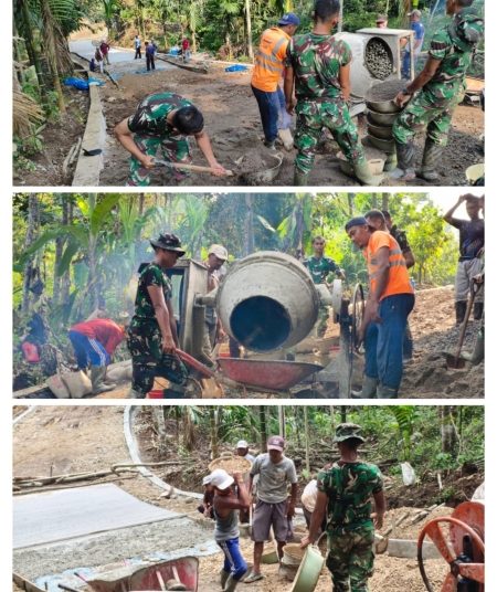 Satgas TMMD ke-128 Kodim 0424/Tanggamus Bangun Jalan Rabat Beton untuk Warga Kotaagung Barat