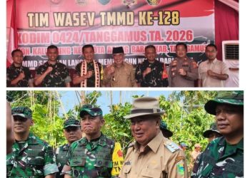 Dandim 0424/Tanggamus Sambut Tim Wasev Pusterad di Lokasi TMMD ke-128 Pekon Kalimiring