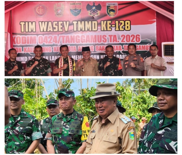 Dandim 0424/Tanggamus Sambut Tim Wasev Pusterad di Lokasi TMMD ke-128 Pekon Kalimiring
