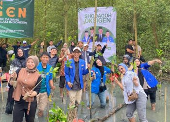 Ratusan Kader PMII Se-Lampung Hijaukan Pesisir Pematang Pasir