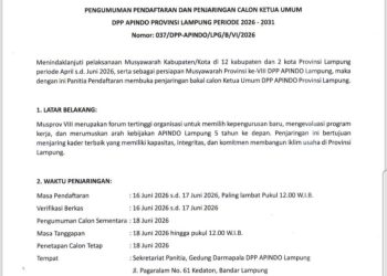 Catat Jadwal dan Syarat Pendaftaran Calon Ketua Umum Apindo Lampung 2026–2031