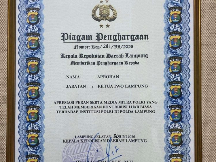 Tolak Piagam Polda Lampung, Aprohan Saputra: Jurnalistik Itu Tugas Pers, Bukan Kontribusi ke Polri