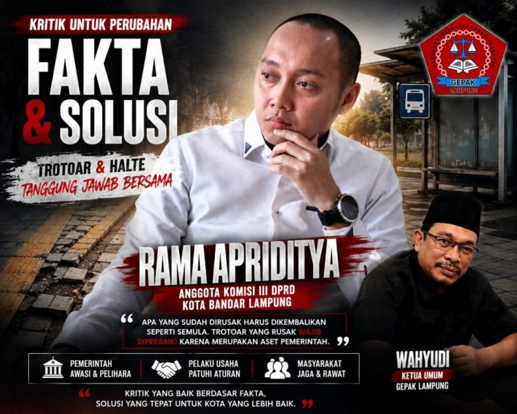 Polemik Trotoar dan Halte Bandar Lampung, GEPAK Dorong Kritik Berbasis Data dan Solusi
