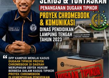 Dugaan Korupsi Chromebook Rp17,4 Miliar di Disdikbud Lamteng, KAMPUD Desak Kejari Usut Tuntas