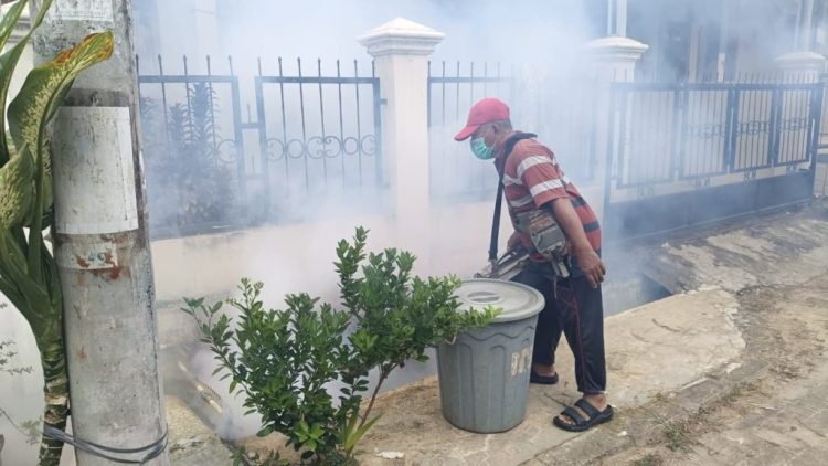 Cegah Penyebaran DBD, Puskesmas Rajabasa Indah Fogging Lingkungan Perum Bumi Puspa Kencana
