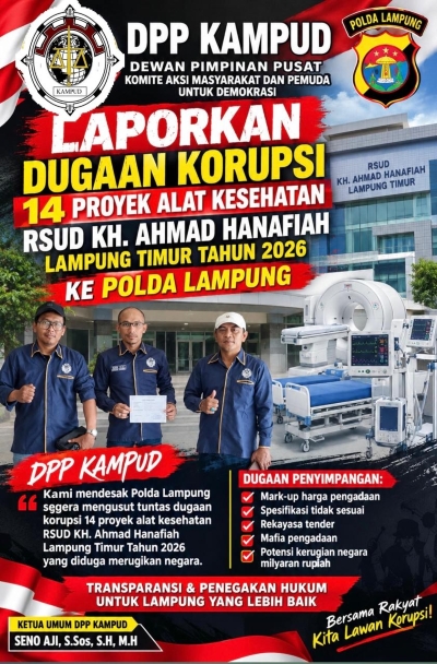 DPP KAMPUD Soroti Dugaan Pengaturan 14 Paket Proyek Alkes RSUD KH Ahmad Hanafiah