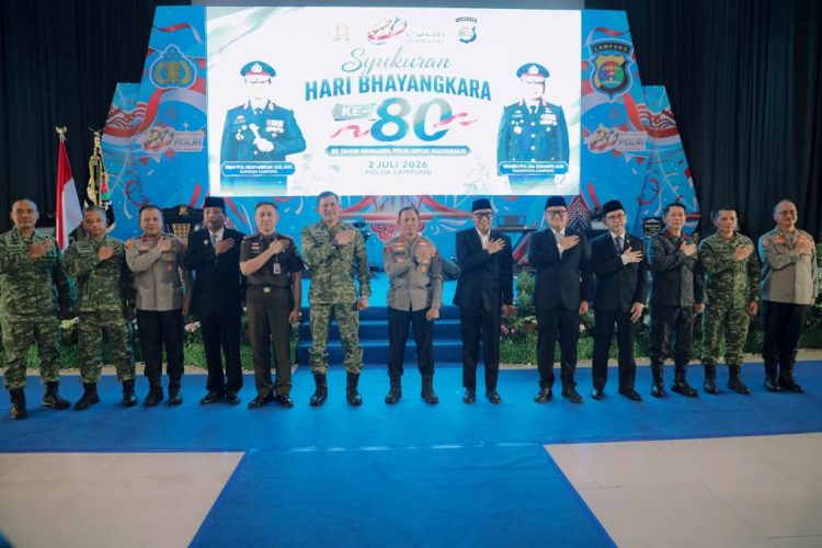 Hadiri Syukuran HUT ke-80 Bhayangkara, Gubernur Mirza Apresiasi Capaian Polda Lampung Raih Nugraha Sakanti