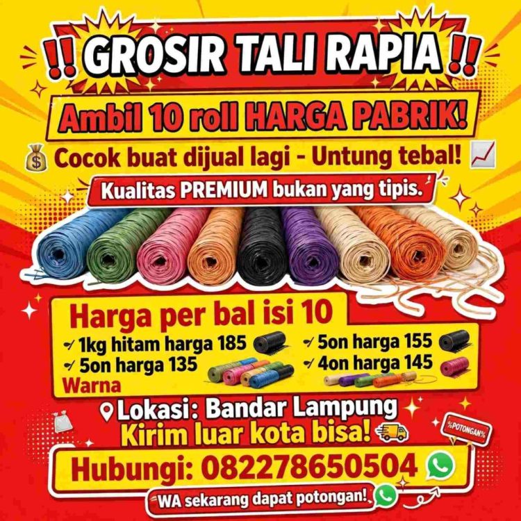Pangkas Biaya Kemas UMKM, Grosir Tali Rafia di Bandar Lampung Dijual Mulai Rp135 Ribu
