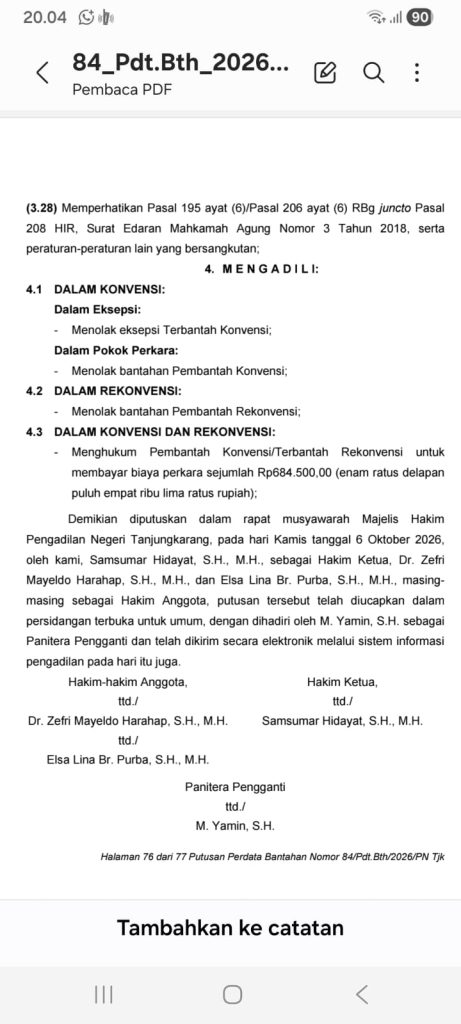 Gugatan Bantahan Kandas di Pengadilan, Kuasa Hukum Nuryadin: Sita Eksekusi Lanjut Tahap Berikutnya