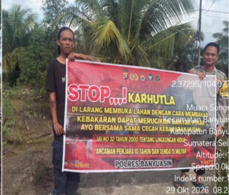 Cegah Munculnya Titik Panas, Polsek Banyuasin II Sambangi Petani Desa Muara Sungsang