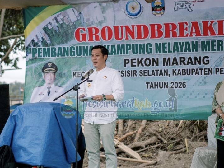 Modernisasi Kawasan Pesisir, Bupati Dedi Irawan Groundbreaking Kampung Nelayan Merah Putih Pekon Marang